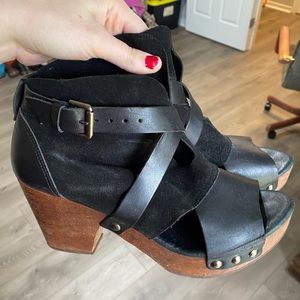 Free People Rendering Black Suede Clogs | 40